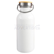 20oz (600 ml) Sublimation White Stainless Steel Water Bottle with Bamboo Lid