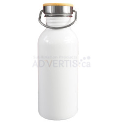 20oz (600 ml) Sublimation White Stainless Steel Water Bottle with Bamboo Lid
