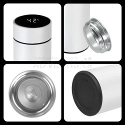 16oz (500 ml) Sublimation White Stainless Steel Flask with LED Temperature Display 16oz (500 ml) Sublimation White Stainless Steel Flask with LED Temperature Display