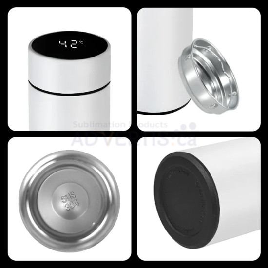 16oz (500 ml) Sublimation White Stainless Steel Flask with LED Temperature Display 16oz (500 ml) Sublimation White Stainless Steel Flask with LED Temperature Display