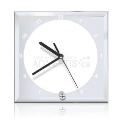 Sublimation Clock Glass Frame with Mirror Edge, 20x20 cm (7.9"x7.9") Sublimation Clock Glass Frame with Mirror Edge, 20x20 cm (7.9"x7.9")