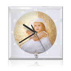 Sublimation Clock Glass Frame with Mirror Edge, 20x20 cm (7.9"x7.9") Sublimation Clock Glass Frame with Mirror Edge, 20x20 cm (7.9"x7.9")