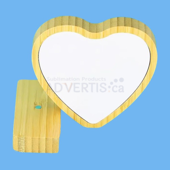 Sublimation Bamboo Frame with Magnet, Heart, 12.5x11.3 cm