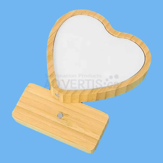 Sublimation Bamboo Frame with Magnet, Heart, 12.5x11.3 cm