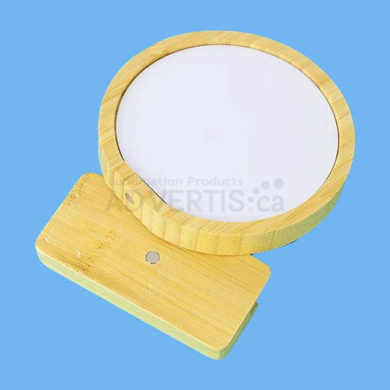Sublimation Bamboo Frame with Magnet, Round, 12.4x10.9 cm