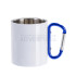 10oz. (300ml) Sublimation White Stainless Steel Camping Mug with Blue Carabiner (12 pack)