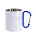 10oz. (300ml) Sublimation White Stainless Steel Camping Mug with Blue Carabiner 10oz. (300ml) Sublimation White Stainless Steel Camping Mug with Blue Carabiner