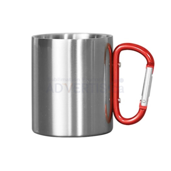 10oz. (300ml) Sublimation Stainless Steel Camping Mug with Red Carabiner (12 pack)