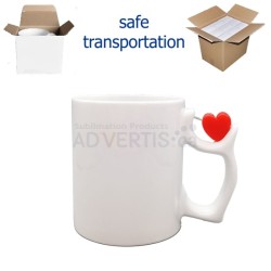 11oz. White Sublimation Spinner Heart Ceramic Coffee Mug With Individual Box (12 pack)