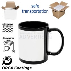 11oz. ORCA Sublimation Black Ceramic Mug with Printable White Area with Individual Box (36 pack) (GTA Warehouse)