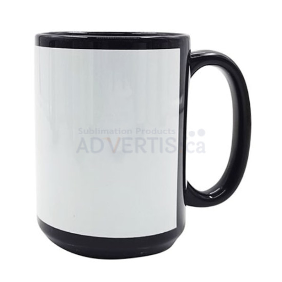 15oz. Sublimation Black Ceramic Coffee Mug with Printable White Area with Individual Box (36 pack)