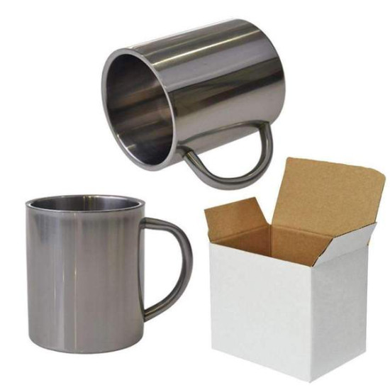 10oz. (300ml) Sublimation Double Walled Stainless Steel Mug with Individual Box (12 pack)