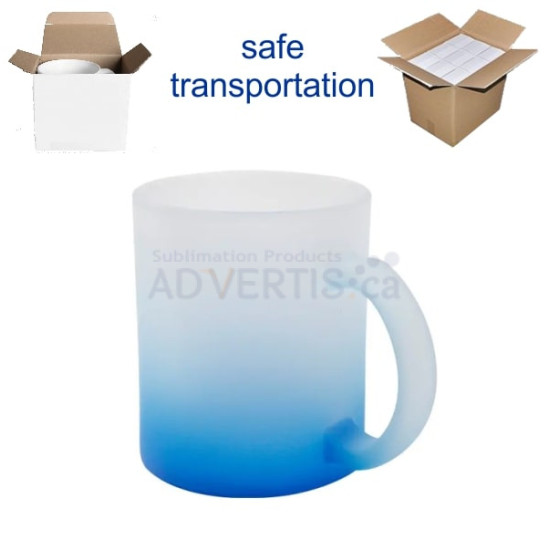 11oz Sublimation Blue Frosted Gradient Glass Mug With Individual Box (12 pack)
