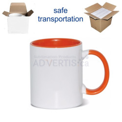 11oz. Sublimation Orange Inner and Handle Ceramic Coffee Mug With Individual Box (36 pack)