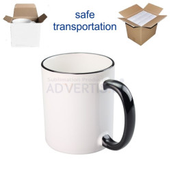11oz. Sublimation Black Rim and Handle Ceramic Coffee Mug With Individual Box (36 pack)