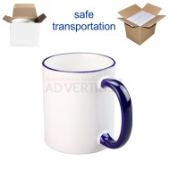 11oz. Sublimation Dark Blue Rim and Handle Ceramic Coffee Mug With Individual Box (36 pack)