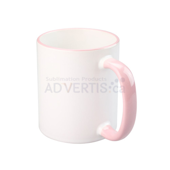 11oz. Sublimation Pink Rim and Handle Ceramic Coffee Mug With Individual Box (36 pack)