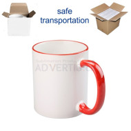 11oz. Sublimation Red Rim and Handle Ceramic Coffee Mug With Individual Box (36 pack)