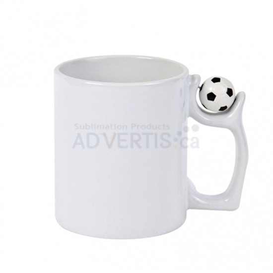 11oz. White Sublimation Spinner Soccer Coffee Mug With Individual Box (12 pack)