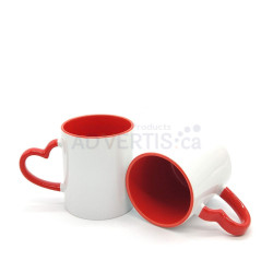 11oz. Sublimation Heart Shaped Handle Red Ceramic Coffee Mug With Individual Box (12 Pack)