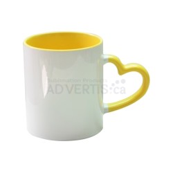11oz. Sublimation Heart Shaped Handle Yellow Ceramic Coffee Mug With Individual Box (12 Pack) 11oz. Sublimation Heart Shaped Handle Yellow Ceramic Coffee Mug With Individual Box (12 Pack)