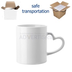 11oz. Sublimation Heart Shaped Handle White Ceramic Mug With Individual Box (12 Pack)
