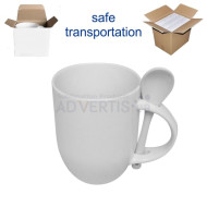 12oz. Sublimation White Ceramic Mug with Spoon with Individual Box (12 pack)