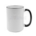 15oz. Sublimation Black Rim and Handle Ceramic Coffee Mug with Individual Gift Box (36 Pack)