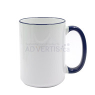 15oz. Sublimation Dark Blue Rim and Handle Ceramic Coffee Mug with Individual Gift Box (36 Pack) 