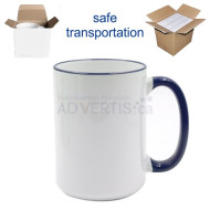 15oz. Sublimation Dark Blue Rim and Handle Ceramic Coffee Mug with Individual Gift Box (36 Pack) 