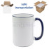 15oz. Sublimation Dark Blue Rim and Handle Ceramic Coffee Mug with Individual Gift Box (36 Pack) 