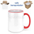 15oz. Sublimation Red Rim and Handle Ceramic Coffee Mug with Individual Gift Box (36 Pack) 