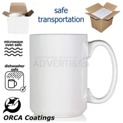 15oz. ORCA White Sublimation Ceramic Coffee Mug with Individual Box (36 pack)