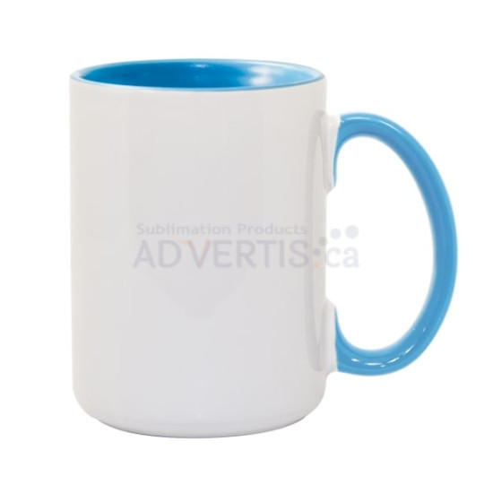 15oz. Sublimation Inner and Handle Light Blue Ceramic Coffee Mug with Individual Gift Box (36 Pack)