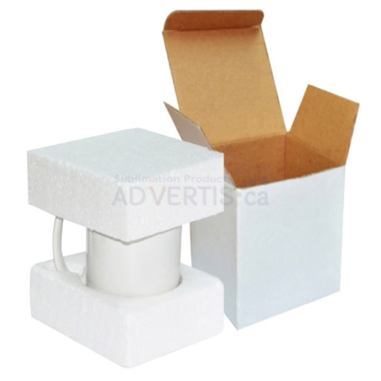 15oz. White Sublimation Ceramic Coffee Mug with Individual Box with Foam (12 pack)