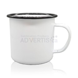 16oz. White Sublimation Enamel Mug with Black Rim with Individual Box (12 pack) 