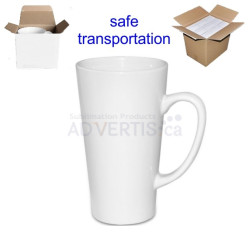 17oz. White Sublimation Ceramic Conical Latte Mug With Individual Gift Box (500 ml) (12 pack)