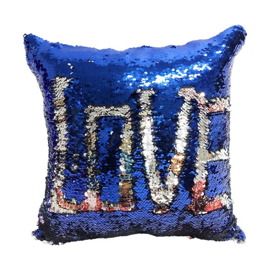 Sublimation Sequin Reversible Blue / Silver Pillowcase, 40x40 cm (15.75"x15.75") - 5 in pack