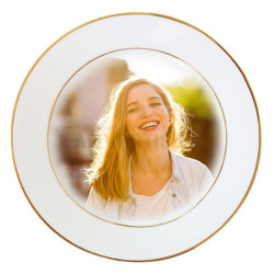 10" Sublimation White Round Ceramic Plate with Gold Edging, 25.4 cm. 10" Sublimation White Round Ceramic Plate with Gold Edging, 25.4 cm.